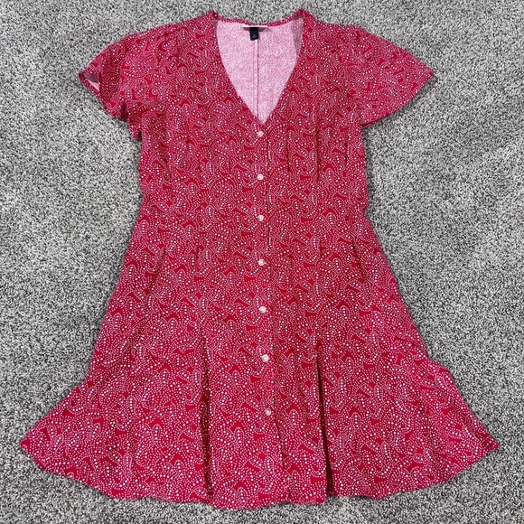 Universal Thread Red Linen Blend Stars Paisley Mini A Line Dress Size Medium - Picture 4 of 13
